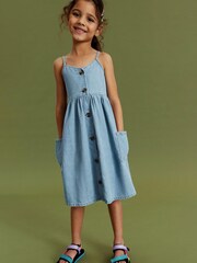 Blue Denim Strappy Dress (3-16yrs) - Image 2 of 6