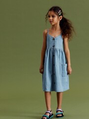 Blue Denim Strappy Dress (3-16yrs) - Image 3 of 6