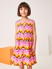 Pink/Wellenprint - Ärmelloses Kleid in entspannter Passform (3–16 J.) - Bild 1 von 6