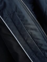 Navy Blue Shower Resistant Diamond Quilt Racer Neck Jacket - Image 10 of 10