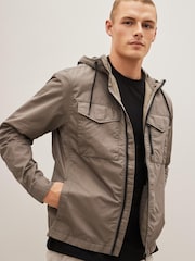 Stone Natural Shower Resistant Hooded Utility Jacket - Image 1 of 10
