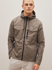 Stone Natural Shower Resistant Hooded Utility Jacket - Image 5 of 10