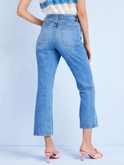 Mid Blue Cropped Kick Flare Jeans - Image 4 of 6