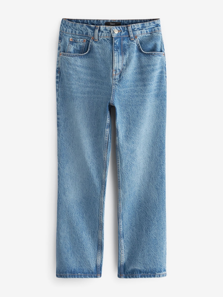 Mid Blue Cropped Kick Flare Jeans - Image 6 of 6