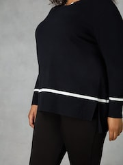 Live Unlimited Black Stripe Hem Scoop Neck Jumper - Image 3 of 4