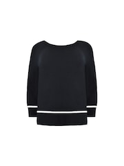 Live Unlimited Black Stripe Hem Scoop Neck Jumper - Image 4 of 4