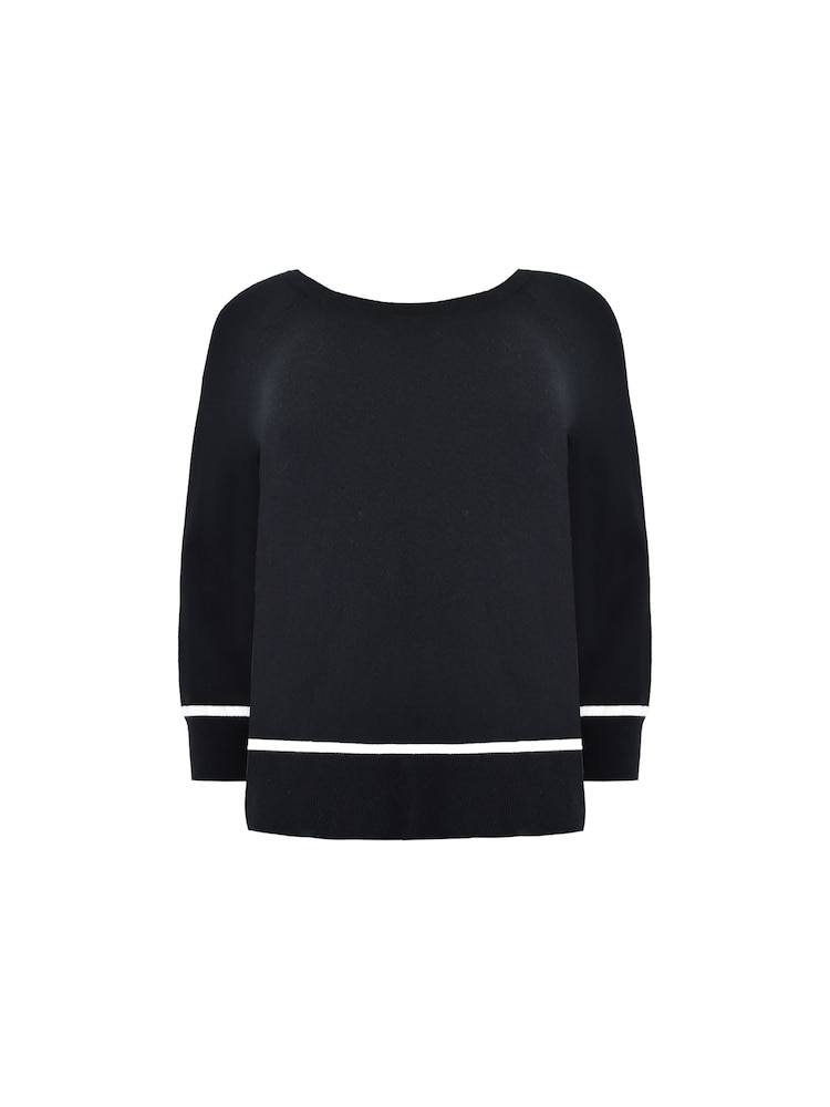 Live Unlimited Black Stripe Hem Scoop Neck Jumper - Image 4 of 4