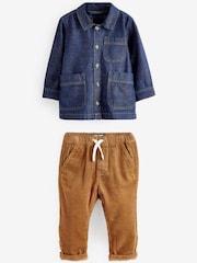 Denim Rinse Denim Shacket And Corduroy Trouser Set (3mths-9yrs) - Image 3 of 4