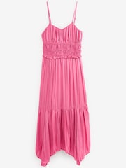 Pink - Midi-Trägerkleid aus Satin mit Knittereffekt - Bild 4 von 4