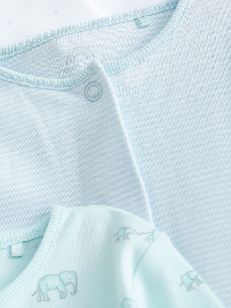 Pale Blue 7 Pack Elephant Baby Sleepsuits (0-2yrs) - Image 11 of 11