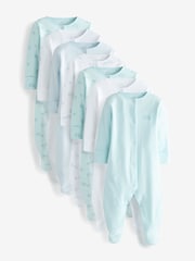 Pale Blue 7 Pack Elephant Baby Sleepsuits (0-2yrs) - Image 2 of 11