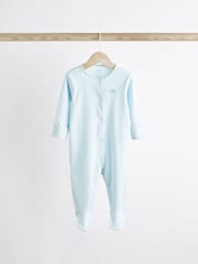Pale Blue 7 Pack Elephant Baby Sleepsuits (0-2yrs) - Image 8 of 11