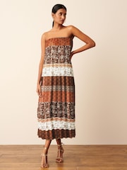 Muster, Braun - Plissiertes Maxi-Schlauchkleid - Bild 1 von 5