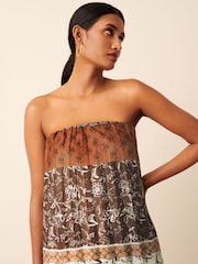 Muster, Braun - Plissiertes Maxi-Schlauchkleid - Bild 2 von 5