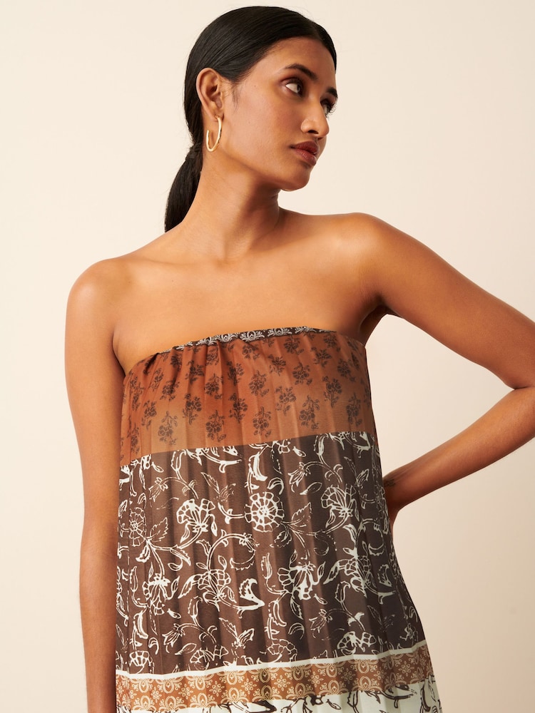 Muster, Braun - Plissiertes Maxi-Schlauchkleid - Bild 2 von 5