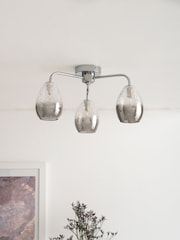 Smoke Chrome Isla 3 Light Flush Ceiling Light - Image 2 of 7