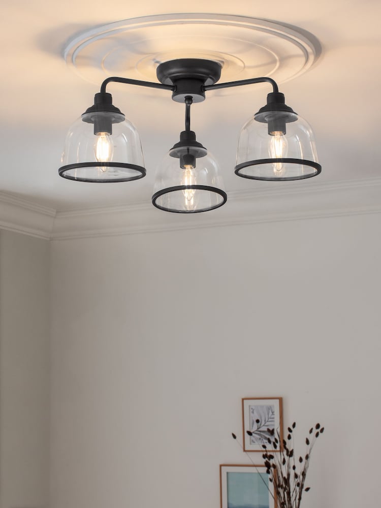 Black Gloucester 3 Light Flush Ceiling Light - Image 1 of 6