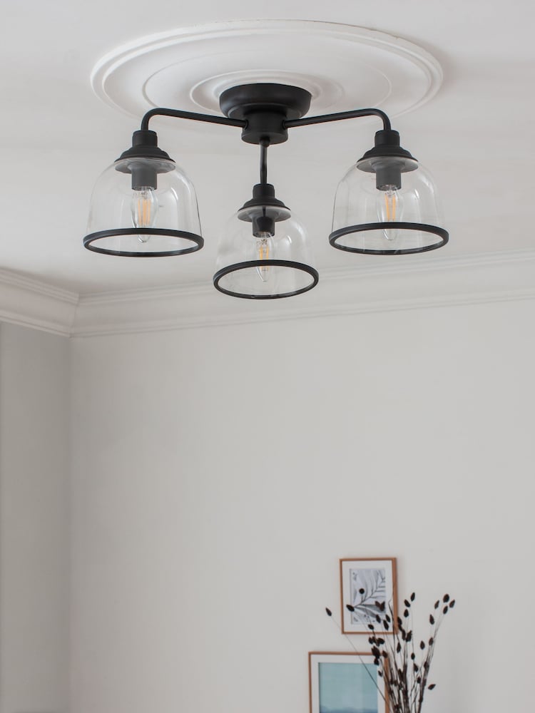 Black Gloucester 3 Light Flush Ceiling Light - Image 2 of 6