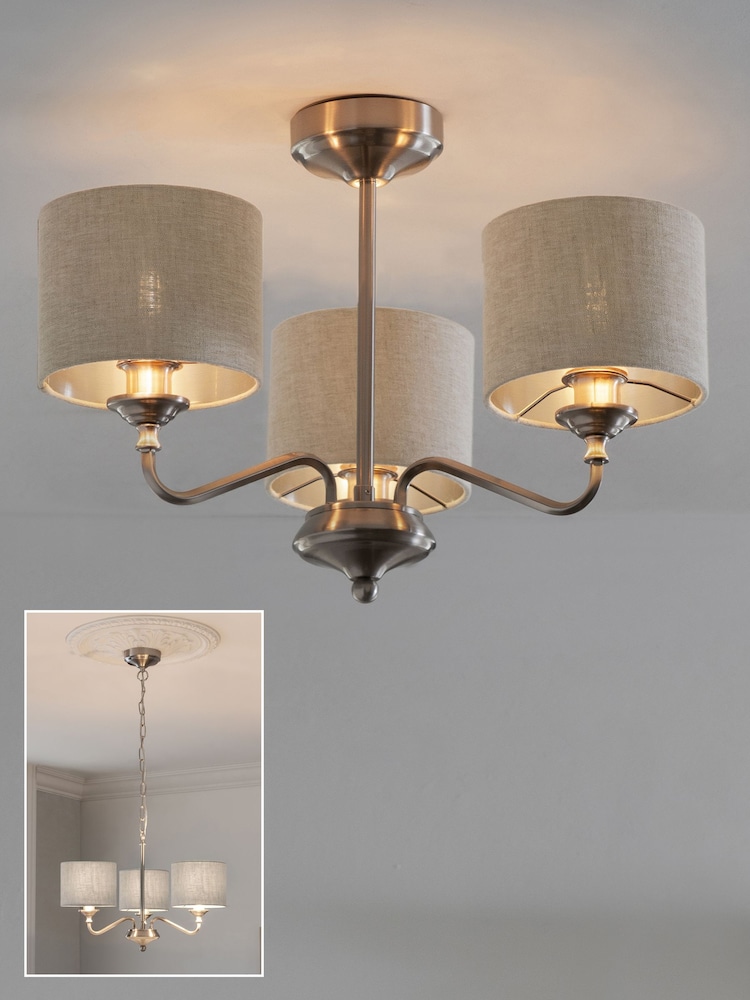 Brushed Chrome Burford 3 Light Chandelier Light - Image 1 of 12 Brushed Chrome Burford 3 Light Chandelier Light - Image 1 of 12