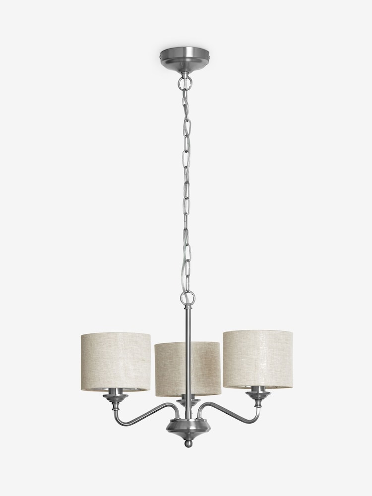 Brushed Chrome Burford 3 Light Chandelier Light - Image 12 of 12