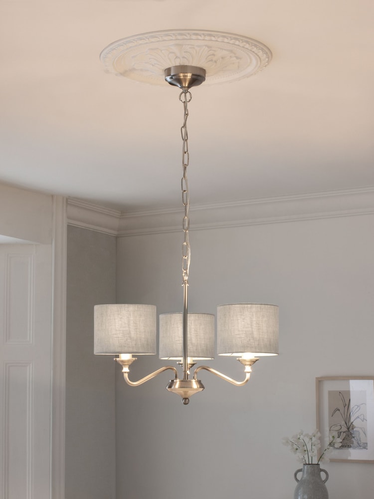 Brushed Chrome Burford 3 Light Chandelier Light - Image 2 of 12