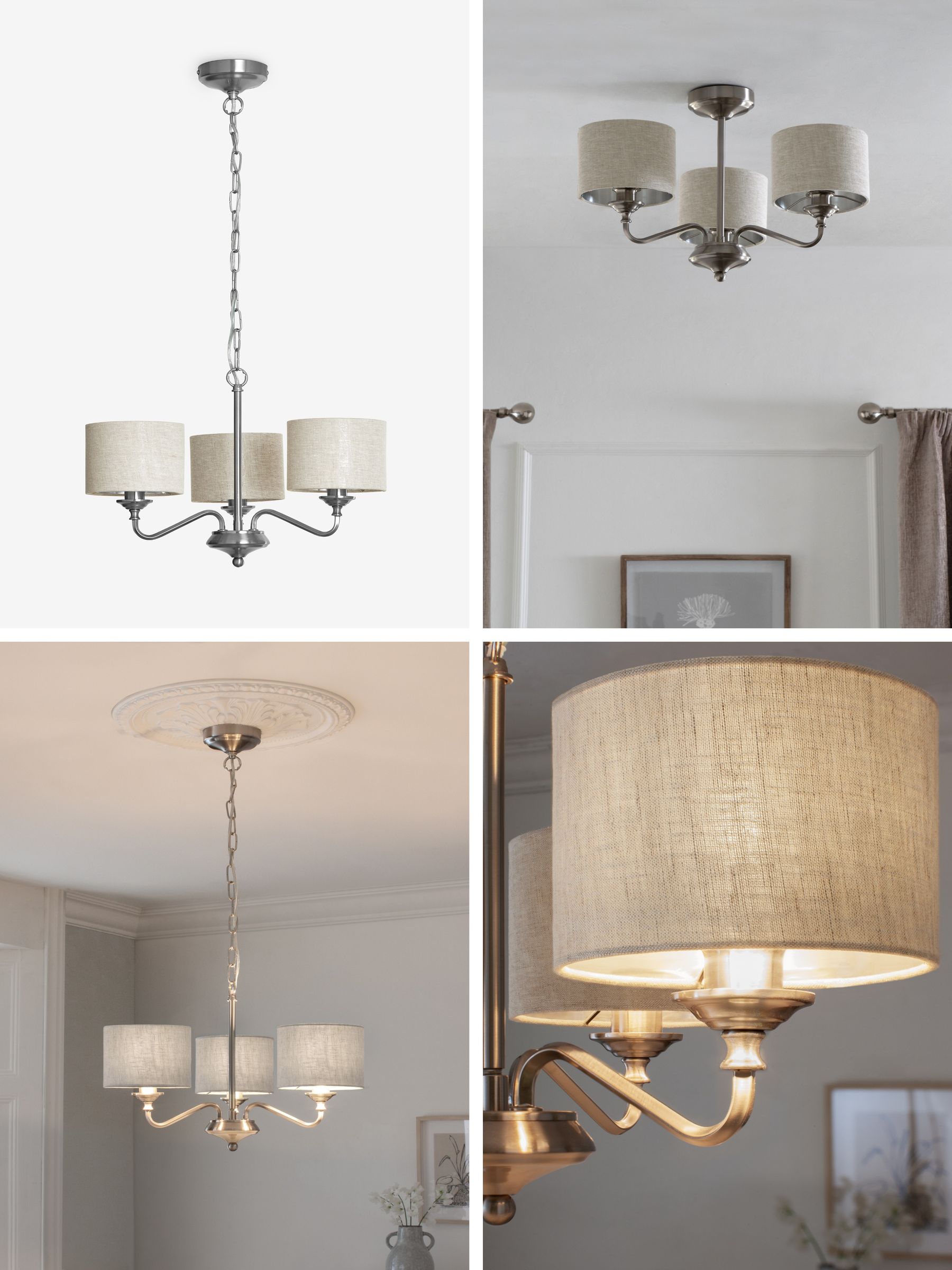Buy Brushed Nickel Burford 3 Light Chandelier Light from the Next