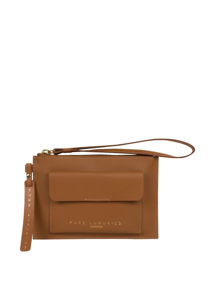 Pure Luxuries London Arreton Vegetable Tanned Leather Clutch Bag - Image 1 of 5