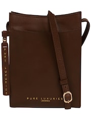 Pure Luxuries London Barton Vegetable Tanned Leather Cross-Body Phone Bag - Image 1 of 5