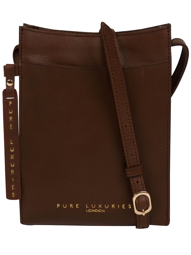 Pure Luxuries London Barton Vegetable Tanned Leather Cross-Body Phone Bag - Image 1 of 5