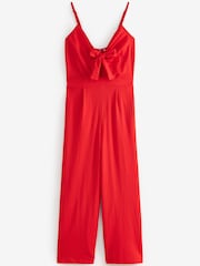 Red Tie Front Sleeveless Jumpsuit - Image 1 of 1