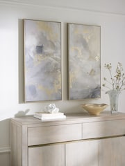 Set of 2 Grey/Gold Abstract Framed Canvas Wall Art - Image 2 of 6