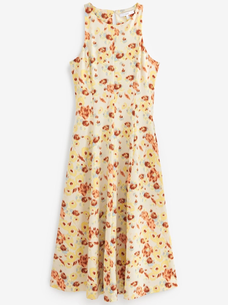 Ecru Floral Print Sleeveless Midi Dress - Image 5 of 5
