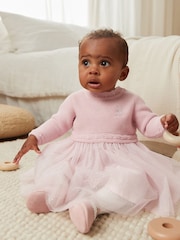 Pink Baby Knitted Mesh Tutu Dress (0mths-2yrs) - Image 1 of 5