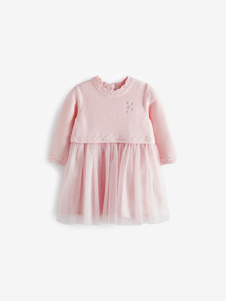 Pink Baby Knitted Mesh Tutu Dress (0mths-2yrs) - Image 5 of 5 Pink Baby Knitted Mesh Tutu Dress (0mths-2yrs) - Image 5 of 5