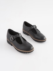Schwarz - T-Steg-Schuhe aus Leder - Bild 2 von 6