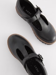 Schwarz - T-Steg-Schuhe aus Leder - Bild 4 von 6