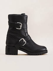 Phase Eight Black Alaska Leather Biker Boots - Image 1 of 7