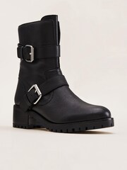 Phase Eight Black Alaska Leather Biker Boots - Image 2 of 7