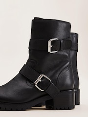 Phase Eight Black Alaska Leather Biker Boots - Image 7 of 7