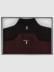 Reiss Black Blackhall Merino Wool Zip Neck Jumpers 2 Pack - Image 1 of 6