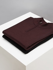 Reiss Black Blackhall Merino Wool Zip Neck Jumpers 2 Pack - Image 2 of 6