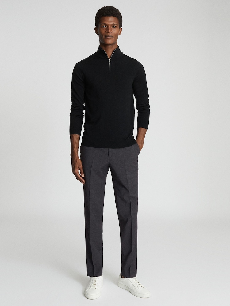 Reiss Black Blackhall Merino Wool Zip Neck Jumpers 2 Pack - Image 6 of 6