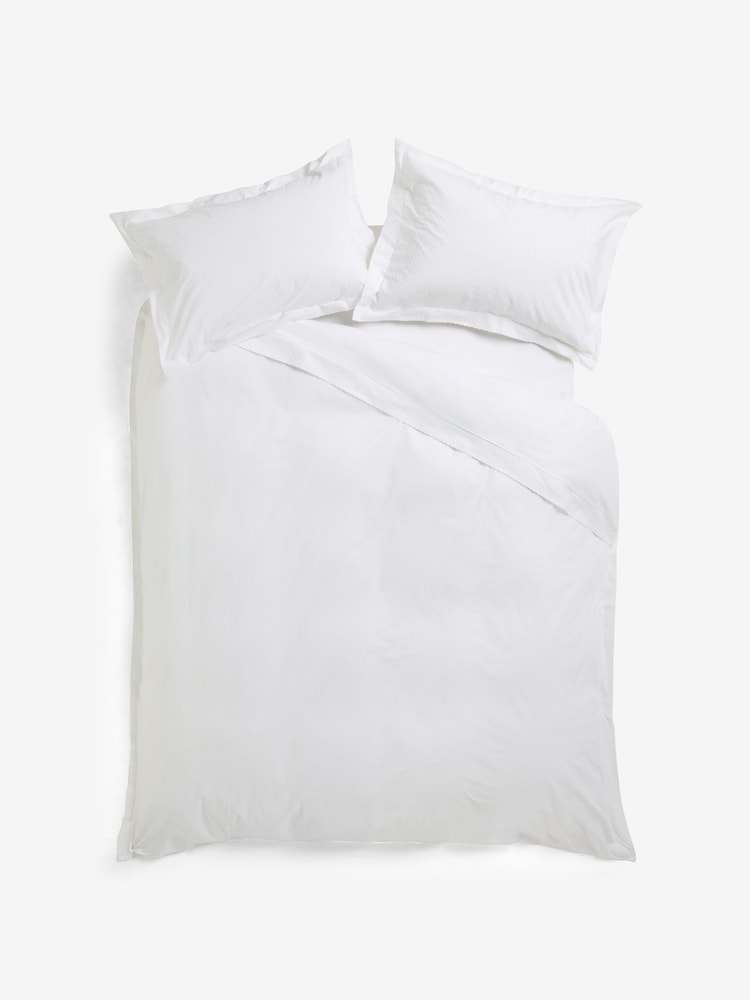 White Dobby Texture 100% Cotton 200 Thread Count Duvet Cover and Pillowcase Set - Image 1 of 2