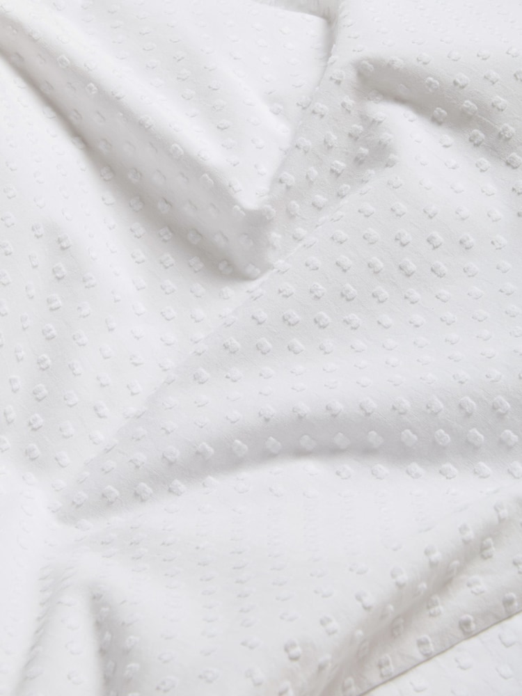 White Dobby Texture 100% Cotton 200 Thread Count Duvet Cover and Pillowcase Set - Image 2 of 2