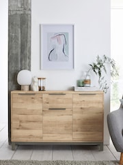 Light Bronx Oak Effect Slim Large Sideboard - Image 1 of 9
