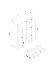 Dove Grey Malvern Paint Effect Triple, 2 Drawers Wardrobe - Image 5 of 7