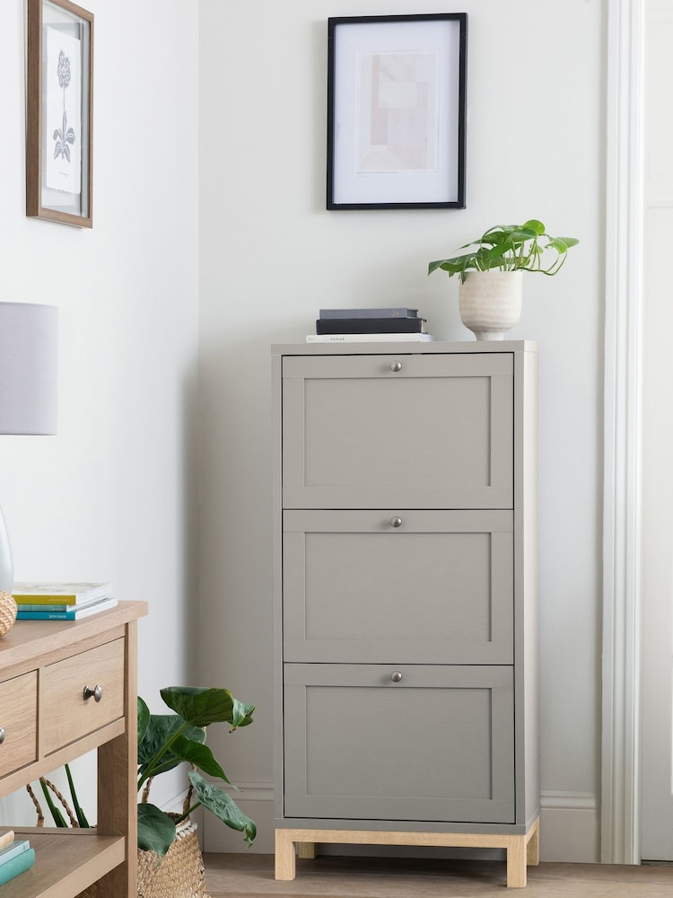Dove Grey Malvern Oak Effect Shoe Storage Cabinet - Image 1 of 6