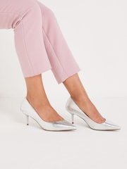 Silver Regular/Wide Fit Forever Comfort® Asymmetric Kitten Court Shoes - Image 1 of 6