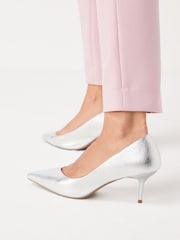 Silver Regular/Wide Fit Forever Comfort® Asymmetric Kitten Court Shoes - Image 3 of 6