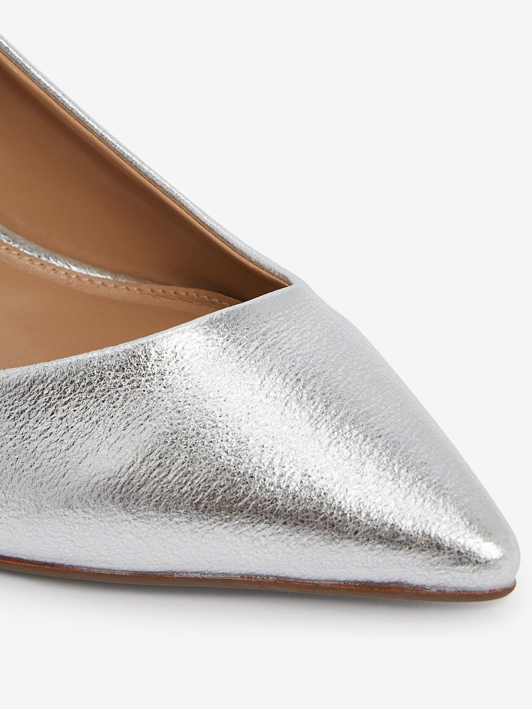 Silver Regular/Wide Fit Forever Comfort® Asymmetric Kitten Court Shoes - Image 6 of 6